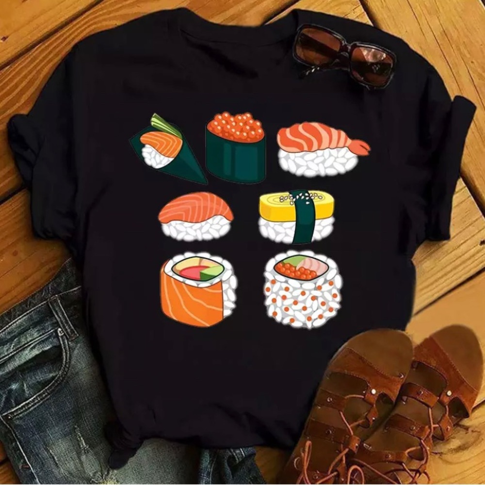 Sushi Black Short-Sleeve Tee Shirt